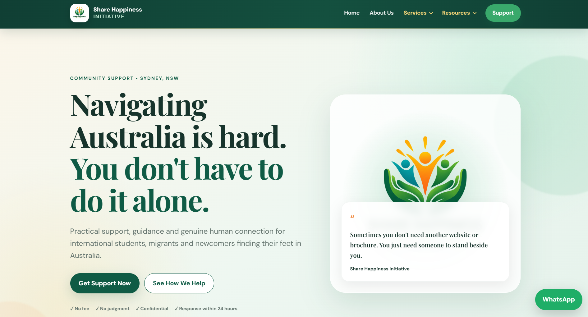 Share Happiness Initiative website homepage